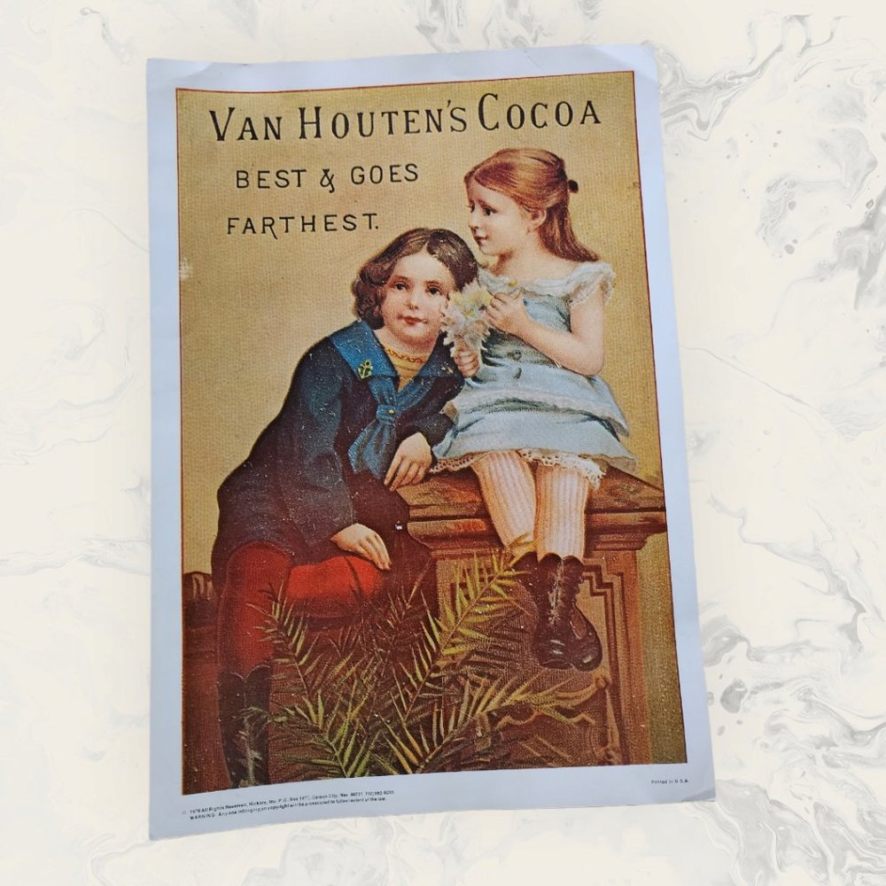 VINTAGE 1976  HICKORY INC  Poster Reprint of VAN HOUTEN'S COCOA